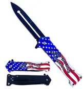 8" Spring assisted knife God Bless America Flag