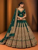 Emerald Green & Antique Gold Bridal Lehenga
