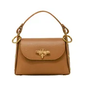 Bee Clasp Leather Handbag