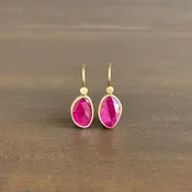18k Gold & Ruby Pebble Drop Earrings