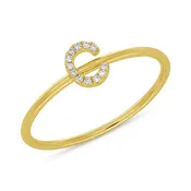 0.04ct 14k Yellow Gold Diamond Lady's Ring - Letter C