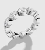 0.20 ct Oval Natural Diamond Three Stone Ring with in Bezel East-west Design Platinum G H SI Size 7
