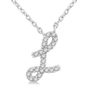 10K White Gold 'L' Initial Diamond Necklace