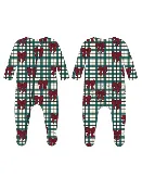 2-Way Zip Ruffle Footie Yuletide Bows