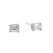 14KT Delicate Emerald-Cut Diamond Stud Earrings