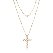 14 Karat Gold Bezel Diamonds Cross Necklace