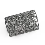 26mm silver plated brass filigree tube Connector. Art Deco style. Pkg. of 1. B9-0490s