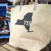 716 Area Code Burlap Bag