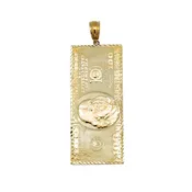 10K GOLD 100 DOLLAR BILL PENDANT 1.6"