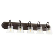 Quorum Five Light Vanity in Oiled Bronze|Clear Seeded from the Campbell collection - 5094-5-286