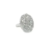 14K White Gold Baguette Diamond Cocktail Ring