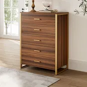 42" Chest 5-Drawers Dresser Accent Cabinet Walnut