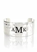 1.0 Custom Engraved Monogram Silver Cuff - Garamond Font