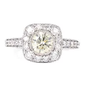 Alchemy 18k White Gold Diamond Halo Engagement Ring