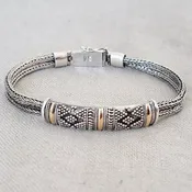 14kt Gold Inlay in .925 Sterling Silver Bracelet from Bali