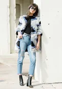 MULTI-FOX GOOD VIBES MID-LENGTH FAUX FUR COAT