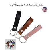 Blank Leather Keychains Latigo Engraving Ready 1/2"-10 Packs