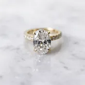 3 CT Oval Solitaire Hidden Halo Lab Diamond Ring