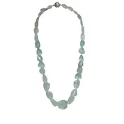 14K White Gold Aquamarine and Diamond Necklace