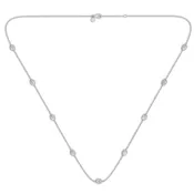 2.25ct Lab Created Oval Diamond Bezel Station Necklace in 14K White Gold