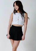 All Day Pleated Mini Skort - Black