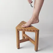 ASTA FURNITUREPRODUCTSTB-014   ZINI SOLID TEAK SHOWER/BATH/SPA CORNER FOOT STOOL SIDE TABLE, FULLY ASSEMBLED