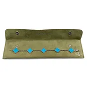 VAN CLEEF & ARPELS 18K White Gold Turquoise 5 Motifs Vintage Alhambra Bracelet