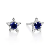 10K White Gold Blue Sapphire Star Earrings