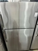 GE top freezer refrigerator stainless steel 33”
