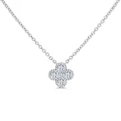18k White Gold 1.00ctw Diamond Clover Pendant Necklace