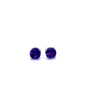 14KWG 4MM Round Amethyst Stud Earrings