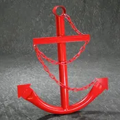 Decorative Nautical Anchor w/Chain - Red