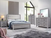 Adelaide Upholstered Light Gray Queen Bedroom Set