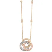 14K Tri-Tone Gold Diamond Trinity 18.5mm Pendant Necklace 18in