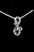 14k Solid White Gold and Natural Aquamarine Pendant