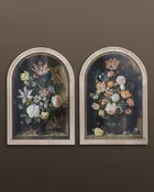 Arched Dark Floral Flower Vase Wall Art Set