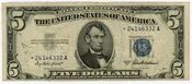 1953 A $5 Star Dollar Bill Silver Certificate F-1656* Priest Anderson *24146332A