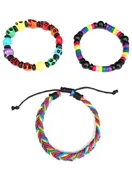 3pc Set Rainbow Skulls Assorted Bracelets