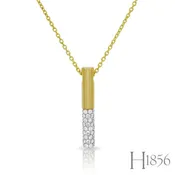 14K Yellow and White Gold Diamond Bar Necklace