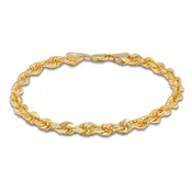 5.5mm Men's Glitter Rope Bracelet Solid 10K Yellow Gold 8.5"
