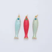 18K Gold Filled Green Enamel Sardine Fish Charm