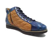 Carrucci Alligator High Top Sneaker - Blue/Cognac