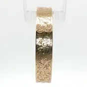 14K Yellow Gold Engraved Floral Bangle Bracelet