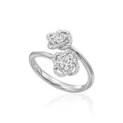 A. Link 18K White Gold Diamond Bypass Ring