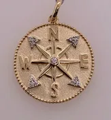 10K Diamond Compass Pendant
