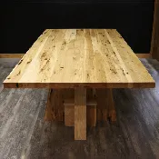 Rectangle Luxury Solid Top Rustic Hickory Wood Table - Handcrafted Executive Table