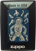 Aliens Attacking Space Monkey - Engraved High Polish Blue/Sapphire Zippo Lighter