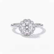 Vintage Floral Halo Engagement Ring