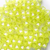 7mm Yellow Cube Plastic Beads w/ Hearts, about 100 beads
