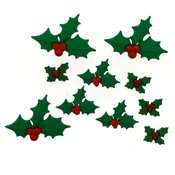Christmas Novelty Embellishment - Holly - 10 count